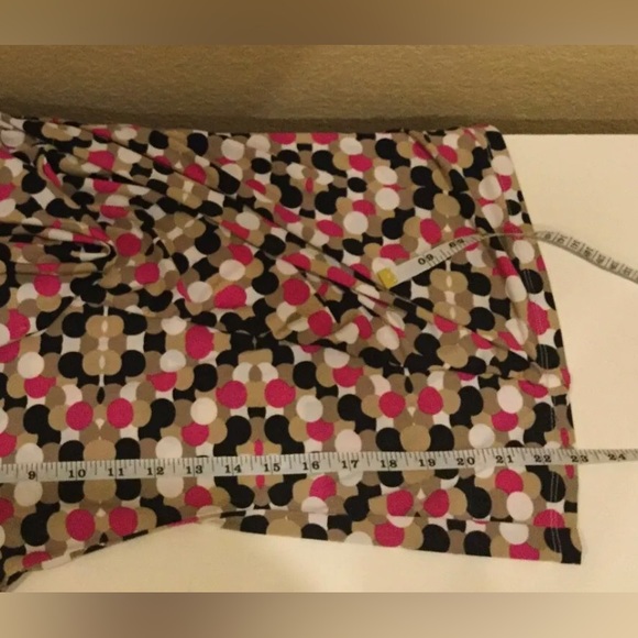 Ellen Tracy Blouse Size Small Pink Brown Ivory Polka Dot - Picture 9 of 12